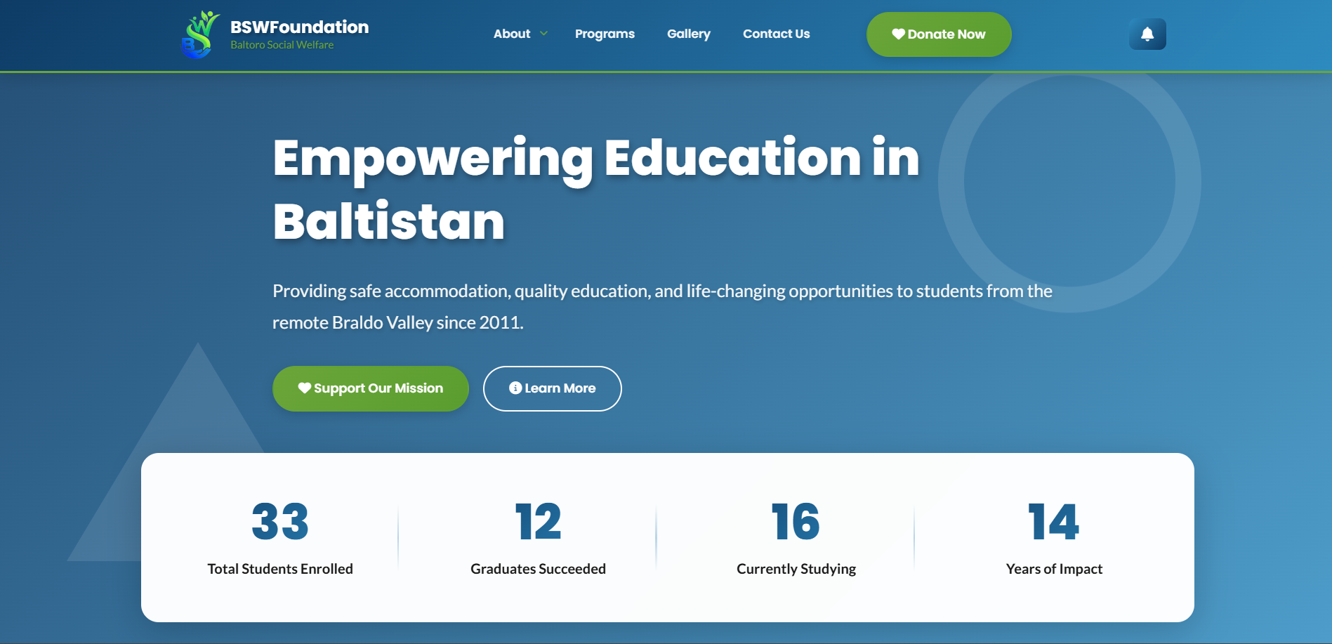 Organizational Website Desktop