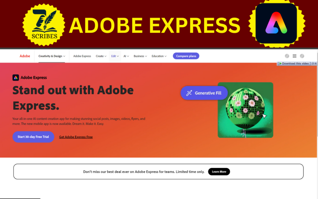 Adobe Express Design tool