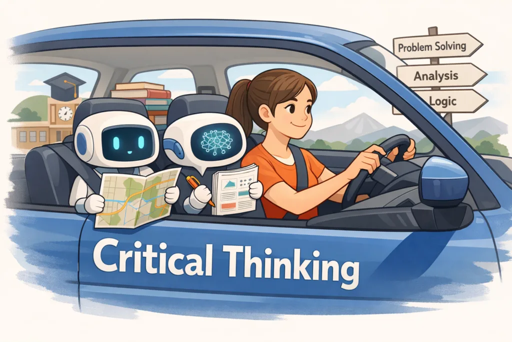 Illustration showing ethical AI use where students remain in control of their writing