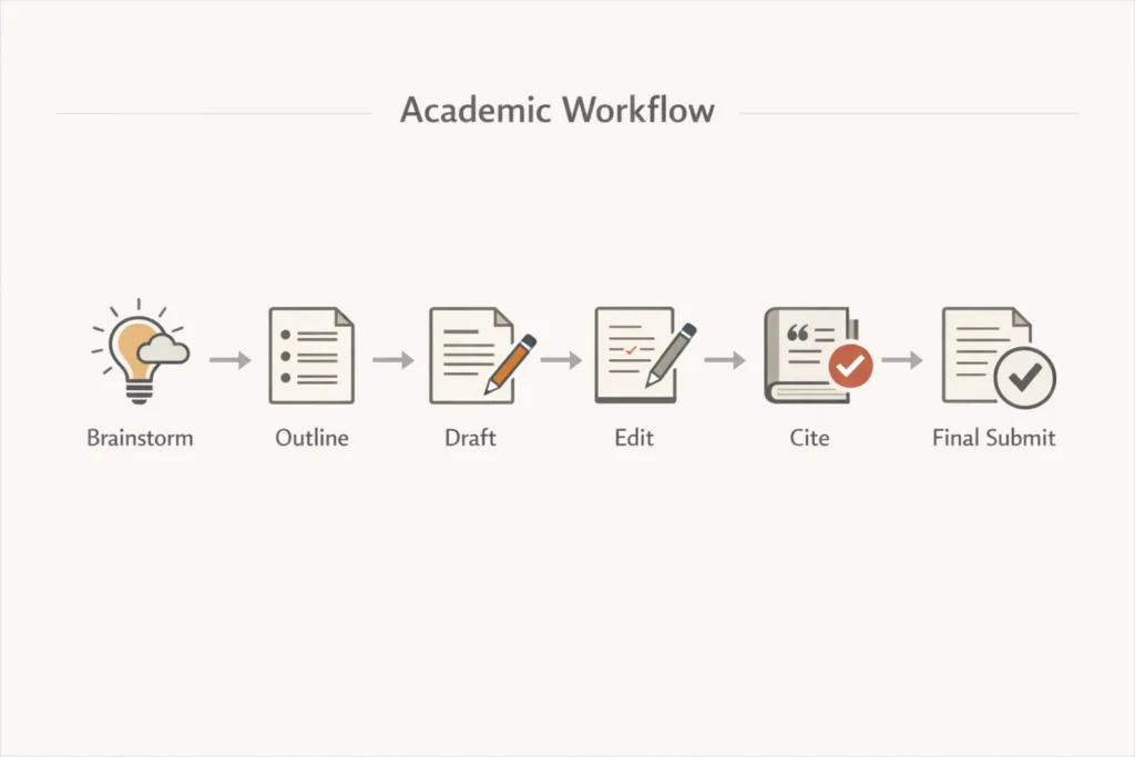 Step-by-step AI assisted essay writing workflow for students